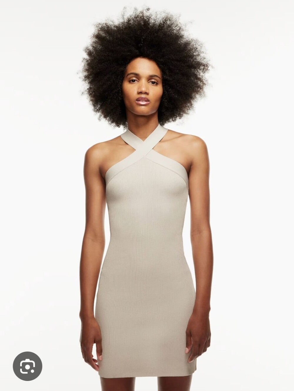 ARITZIA BABATON | S Sculpt Knit Criss Cross Mini Dress | light taupe